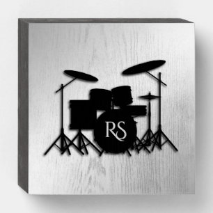 Monogram Drum Set Silver Wooden Box Sign