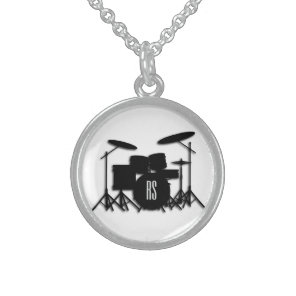 Monogram Drum Set Sterling Silver Necklace