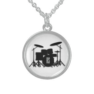 Monogram Drum Set Sterling Silver Necklace
