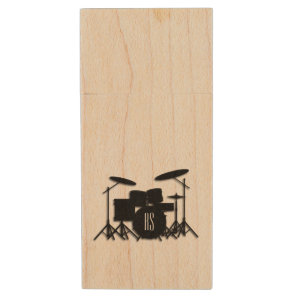 Monogram Drum Set  Wood Flash Drive