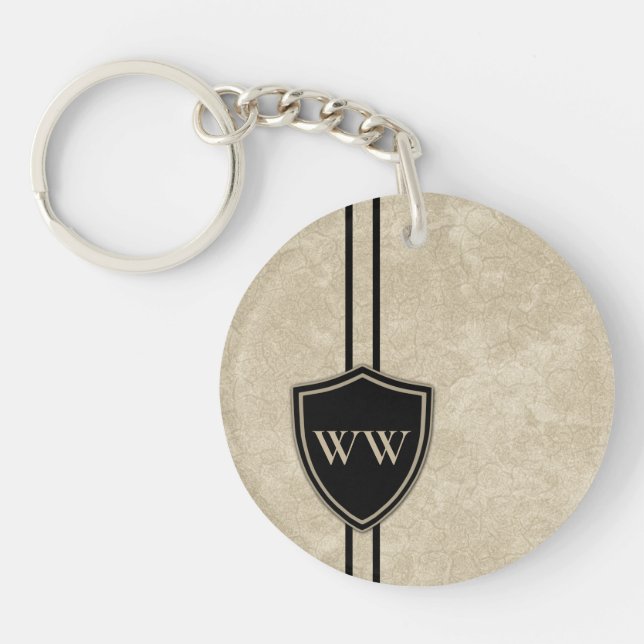Monogram Drummer Bass Drum Style Crest Drumming Ke Keychain (Front)