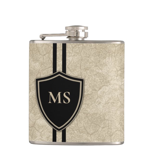 Monogram Drummer Vintage Bass Drum Style Musician Flask (Front)