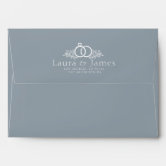 Dusty Blue, Script Watermark Wedding 5x7 Envelope