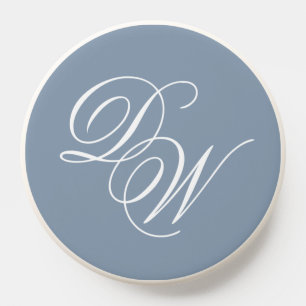 Monogram Dusty Blue Elegant Script Modern Color PopSocket