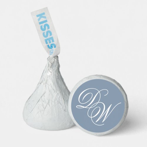 Monogram Dusty Blue Wedding 2 Initials Calligraphy Hersheys Kisses