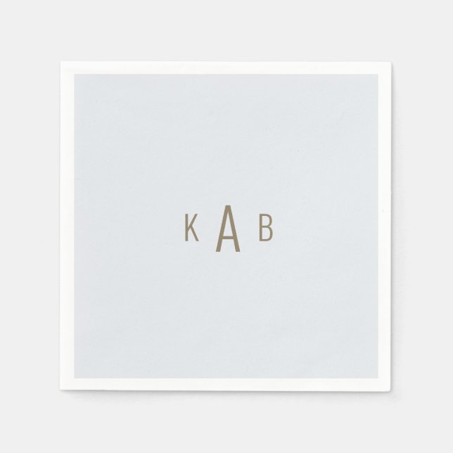 Monogram Dusty Blue Wedding Cocktail  Napkins (Front)