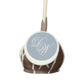 Monogram Dusty Blue Wedding Elegant Calligraphy Cake Pops (Front)