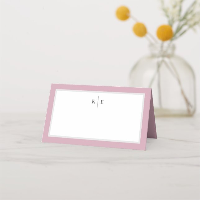 Monogram Dusty Dusty Rose Table Place Card (Front)
