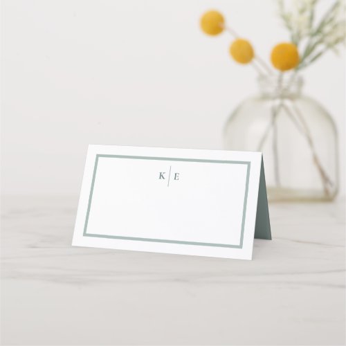 Monogram Dusty Green Table Place Card