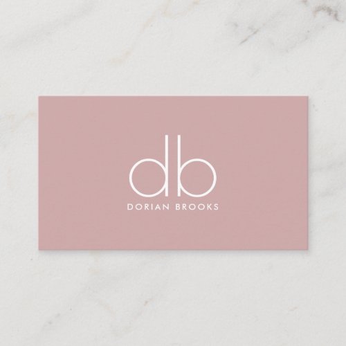 Monogram Dusty Pink Stylish Modern Minimalist Business Card
