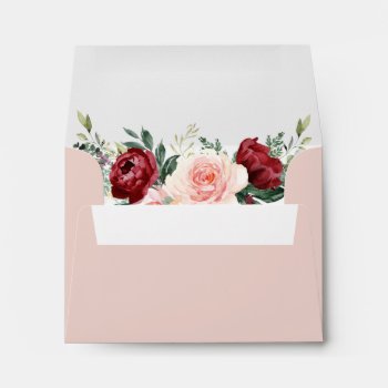 Monogram Dusty Rose Floral Return Address Rsvp Envelope by PeachBloome at Zazzle