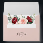 Monogram Dusty Rose Floral w/ Return Address 5x7 Envelope<br><div class="desc">Designed to coordinate with our Romantic Blooms wedding collection,  this customizable matching invitation envelope features a coloured dusty rose envelope with black text & monogram with a watercolor burgundy and blush floral arrangement on the inside.</div>