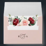 Monogram Dusty Rose Floral w/ Return Address 5x7 Envelope<br><div class="desc">Designed to coordinate with our Romantic Blooms wedding collection,  this customizable matching invitation envelope features a coloured dusty rose envelope with black text & monogram with a watercolor burgundy and blush floral arrangement on the inside.</div>
