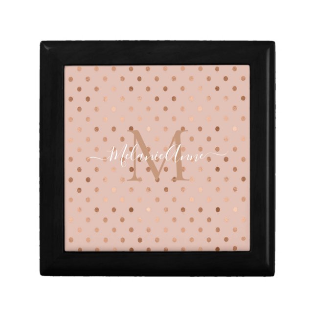 Monogram Dusty Rose Foil Gold Dots Gift Box (Front)