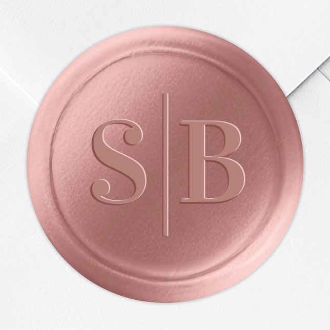 Monogram Dusty Rose Pink Wax Seal Wedding Stickers (Creator Uploaded)