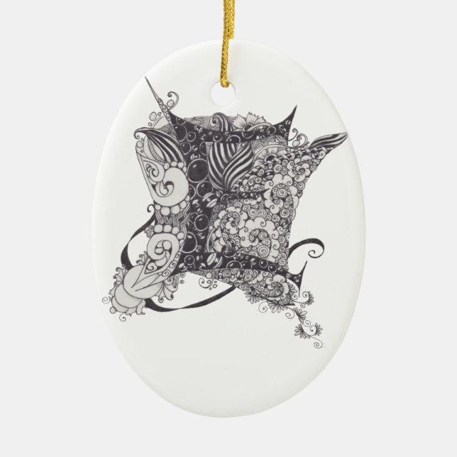 Monogram E Ceramic Ornament (Front)