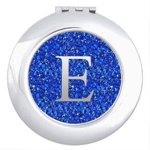 Monogram E druzy crystal - Sapphire blue Vanity Mirror