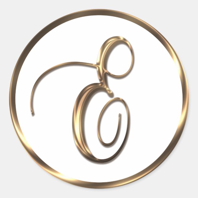 Monogram E Faux Bronze Classic Round Sticker (Front)