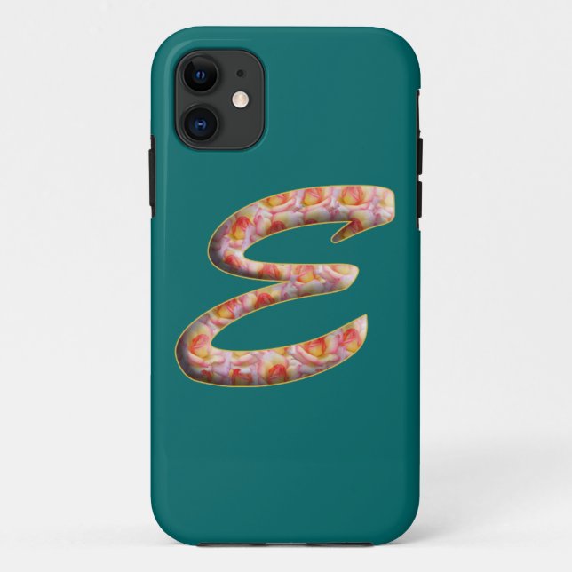 Monogram E in Roses Pattern Iphone 5 Case (Back)