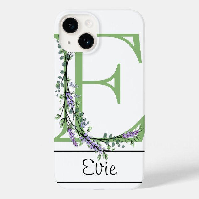 Monogram E Lavender Eucalyptus Case-Mate iPhone Ca Case (Back)