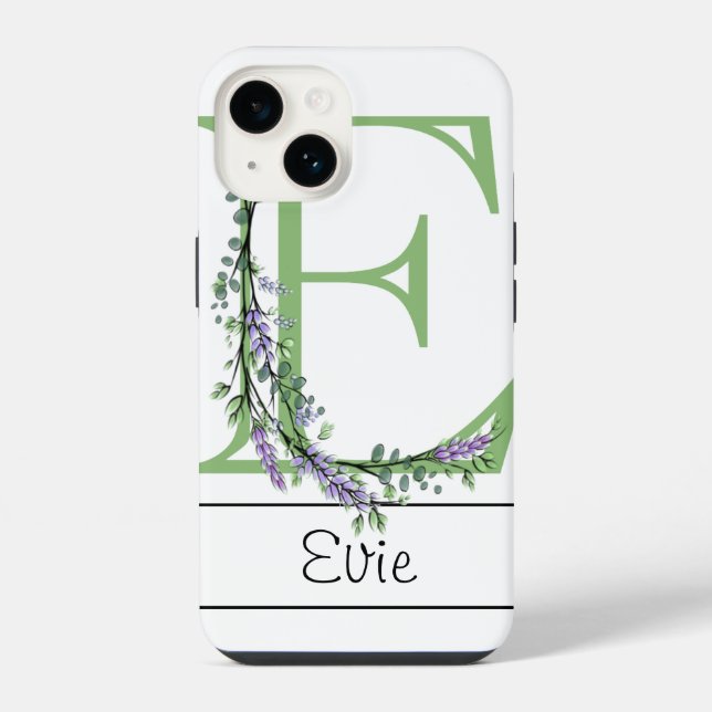 Monogram E Lavender Eucalyptus Case-Mate iPhone Ca Case (Back)