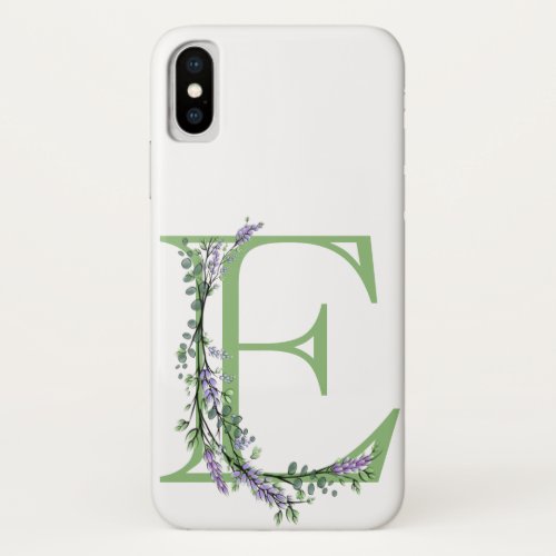 Monogram E Lavender Eucalyptus iPhone X Case