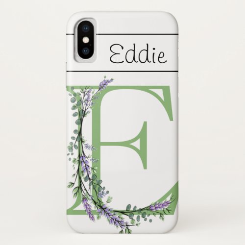 Monogram E Lavender Eucalyptus iPhone X Case