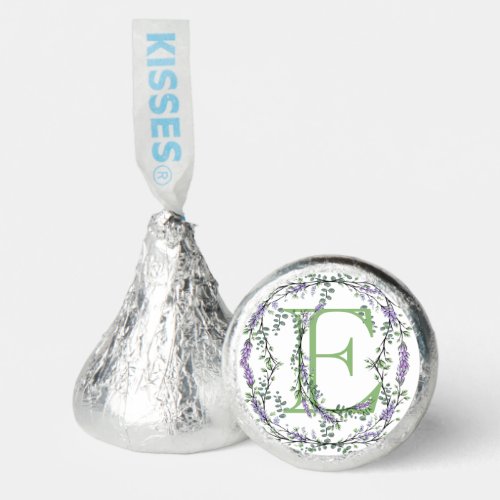 Monogram E Lavender Eucalyptus watercolor painting Hersheys Kisses