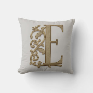 Monogram E Light Gray Family, Wedding, Birthday Throw Pillow