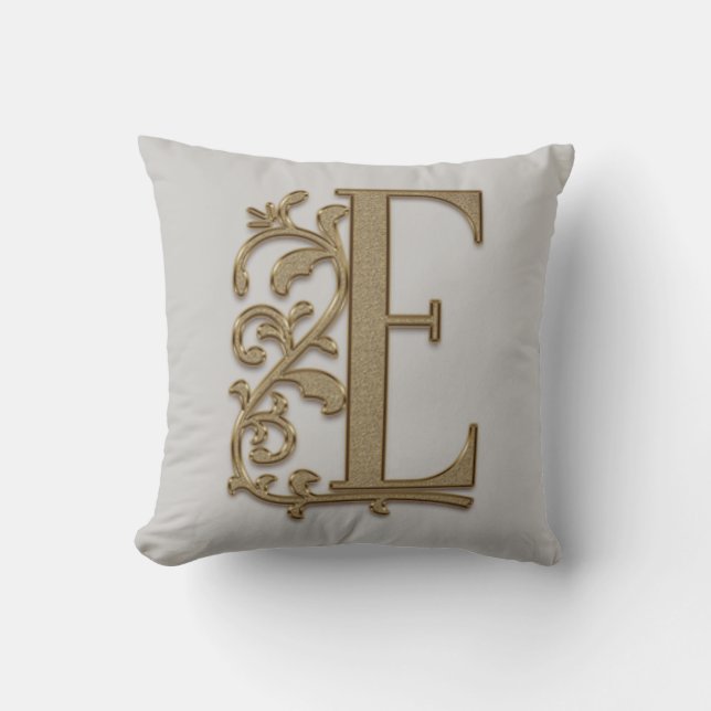 Monogram E Light Gray Family, Wedding, Birthday Throw Pillow (Front)