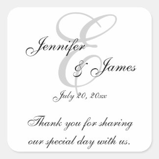 Monogram E Wedding Thank You Labels Stickers