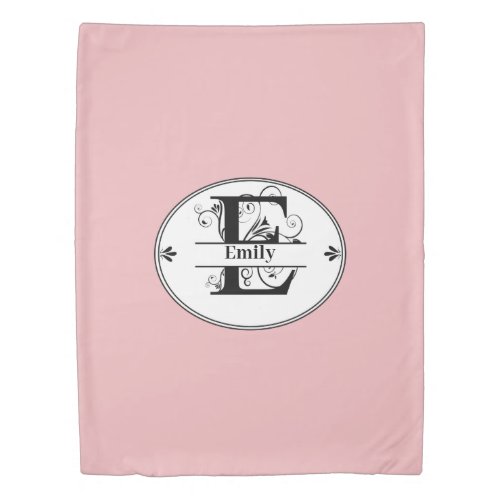 Monogram E with full name and color choice Duvet Cover