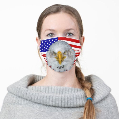 Monogram  Eagle on American Flag Adult Cloth Face Mask