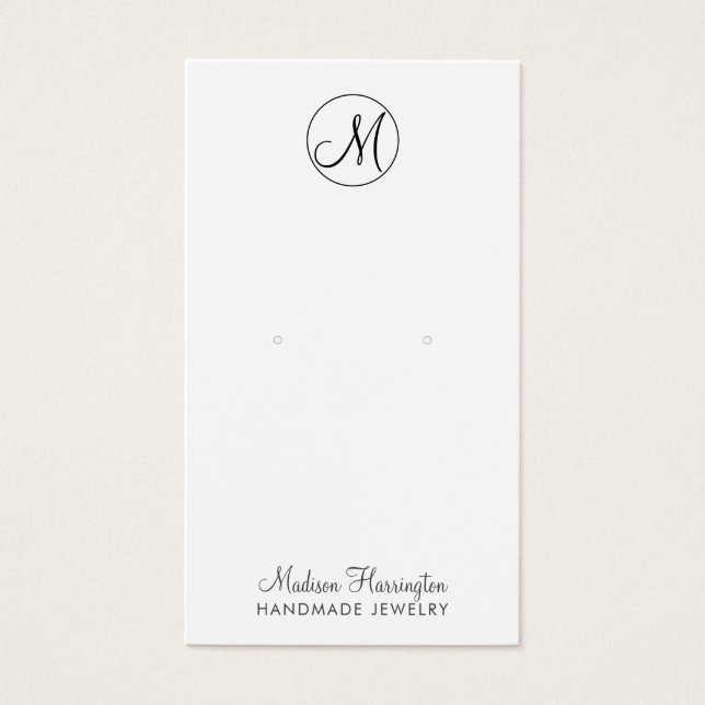 Monogram Earring Jewelry Display Card (Front)