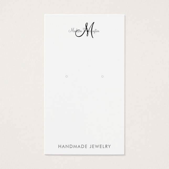 Monogram Earring Jewelry Display Card (Front)