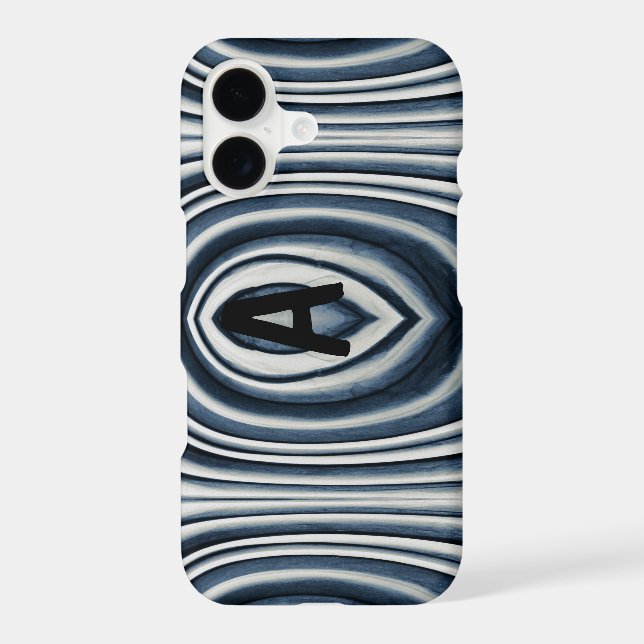 Monogram, Earth Toned Blue Abstract Pattern Iphone Case (Back)
