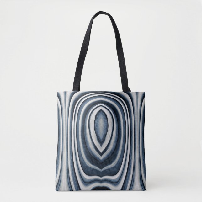 Monogram, Earth Toned Blue Abstract Pattern Tote Bag (Front)