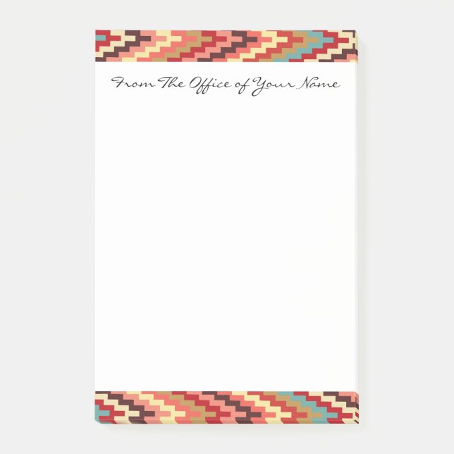 Monogram Earth Tones Ikat Chevron Zig Zag Pattern Post-it Notes (Front)