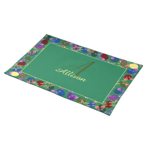 Monogram Easter Eggs Rose Patterned Cloth Placemat
