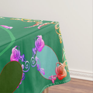 Monogram Easter Eggs Rose Patterned Tablecloth