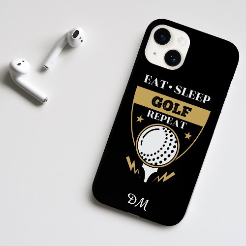 Monogram Eat Sleep Golf Repeat Case_Mate iPhone 14 Case