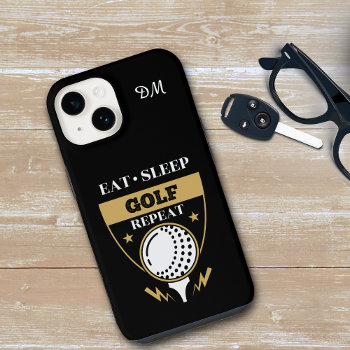 Monogram Eat Sleep Golf Repeat Iphone 14 Case by Westerngirl2 at Zazzle