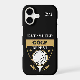 Monogram Eat Sleep Golf Repeat iPhone 17 Case