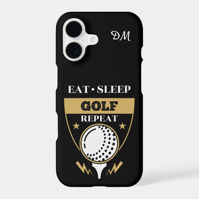 Monogram Eat Sleep Golf Repeat iPhone Case (Back)