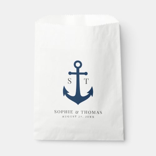 Monogram Editable Color Anchor Nautical Wedding Favor Bag
