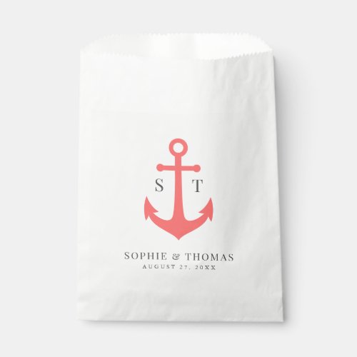 Monogram Editable Color Anchor Nautical Wedding Favor Bag