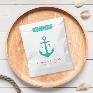 Monogram Editable Color Anchor Nautical Wedding Favor Bag