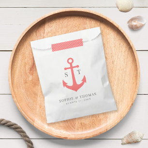 Monogram Editable Color Anchor Nautical Wedding Favor Bag