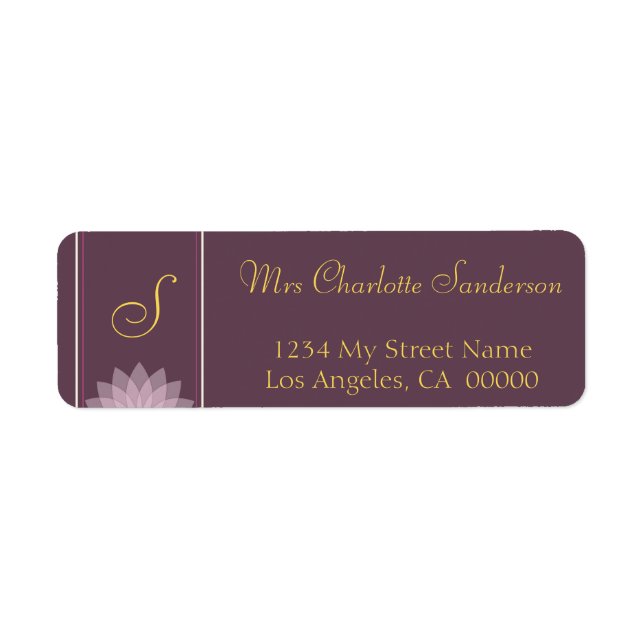 Monogram Eggplant and Blush Pink Return Address Label (Front)