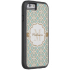Monogram Eggshell Blue and Gold Quatrefoil